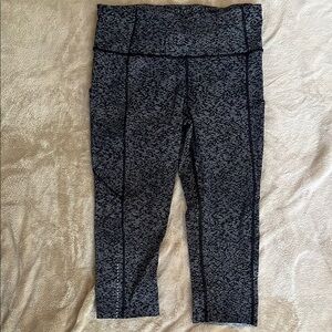 Lululemon Fast and Free Crops Black and white Patterned Leggings